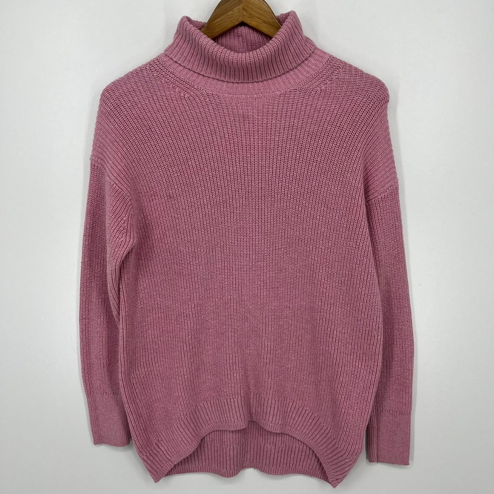 J.Crew Knit Sweater Women's Size XS Pink‎ Turtleneck Oversized Pullover